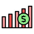 Money rise graph icon vector flat Royalty Free Stock Photo