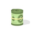Money roll 3d vector icon, bankroll dollar bill rolled Royalty Free Stock Photo