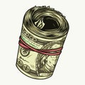 Money roll with dollar banknotes Royalty Free Stock Photo