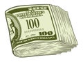 Money roll one hundred US dollars - vector illustration Royalty Free Stock Photo