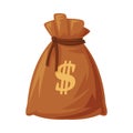 Money Sack with Dollar Sign as Wild West Object Vector Illustration