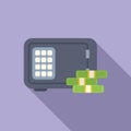 Money safe for collateral icon flat vector. Personal investment