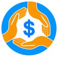 Money save dollar sign with hands