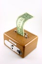 Dollar bill in cash box Royalty Free Stock Photo