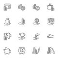 Money savings line icons set