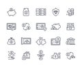 Money savings line icons set