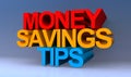 Money savings tips on blue Royalty Free Stock Photo