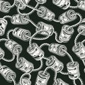 Money seamless pattern with rolls of 100 dollars bills bounded by jute rope Royalty Free Stock Photo