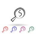 Money search sketch style multi color icon. Simple thin line, outline vector of banking icons for ui and ux, website or mobile Royalty Free Stock Photo