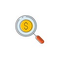 Money search vector icon symbol isolated on white background