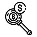 Money searching icon, outline style Royalty Free Stock Photo