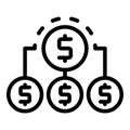 Money segmentation icon, outline style