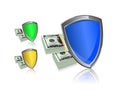 Money shield security and protection concept