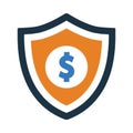 money, shield, safety, hand, finance safety on hand icon