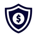 money, shield, safety, hand, finance safety on hand icon