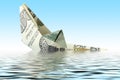 Money ship in water Royalty Free Stock Photo