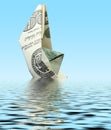 Money ship in water Royalty Free Stock Photo