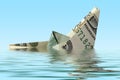 Money ship in water Royalty Free Stock Photo