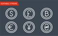 Money Sign Icons Set. Thin Line Vector Illustration Royalty Free Stock Photo