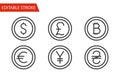 Money Sign Icons Set. Thin Line Vector Illustration Royalty Free Stock Photo