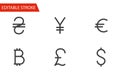 Money Sign Icons Set. Thin Line Vector Illustration Royalty Free Stock Photo