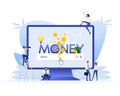 Money sign laptop people, great design for any purposes. Business woman illustration. Vector art Royalty Free Stock Photo