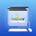Money sign laptop people, great design for any purposes. Business woman illustration. Vector art Royalty Free Stock Photo