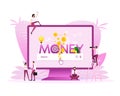 Money sign laptop people, great design for any purposes. Business woman illustration. Vector art Royalty Free Stock Photo