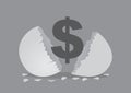 Money Sign From Opened Egg Shell Creative Cartoon Vector Illustration