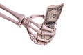 Money in skeleton hand