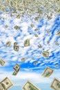 Money in the sky, vertical composition. Royalty Free Stock Photo