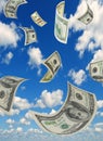 Money in the sky, vertical composition. Royalty Free Stock Photo