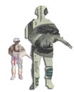 Money soldier currency dollars pound sterling Royalty Free Stock Photo
