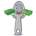 With money spoon character cartoon style Royalty Free Stock Photo