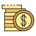 Money stack coin icon color outline vector Royalty Free Stock Photo