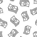 Money stack icon in flat style. Exchange cash vector illustration on white isolated background. Banknote bill seamless pattern Royalty Free Stock Photo