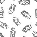 Money stack icon in flat style. Exchange cash vector illustration on white isolated background. Banknote bill seamless pattern Royalty Free Stock Photo
