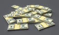 Money stacks from dollars isolated on grey. Dollar finance