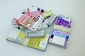 Money stacks. Euro bank notes. 3D illustration