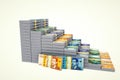 Money stacks graph. 200 Moroccan dirhams. 3D illustration