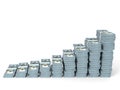 Money stacks graph. New one hundred dollars. Royalty Free Stock Photo