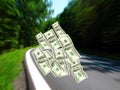 Money Stream - Money on a Highway Royalty Free Stock Photo