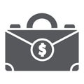 Money suitcase glyph icon, bag and business, case sign, vector graphics, a solid pattern on a white background. Royalty Free Stock Photo