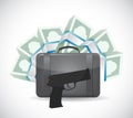Money suitcase and a gun. illustration Royalty Free Stock Photo