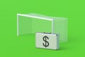 Money suitcase and soccer gate