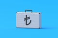 Money suitcase with symbol of turkish lira. Financial concept