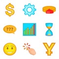 Money supply icons set, cartoon style Royalty Free Stock Photo