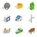 Money supply icons set, isometric style Royalty Free Stock Photo