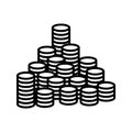 Money symbol. Coin icon set in thin line style Royalty Free Stock Photo