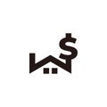Money symbol roof shape symbol logo vector